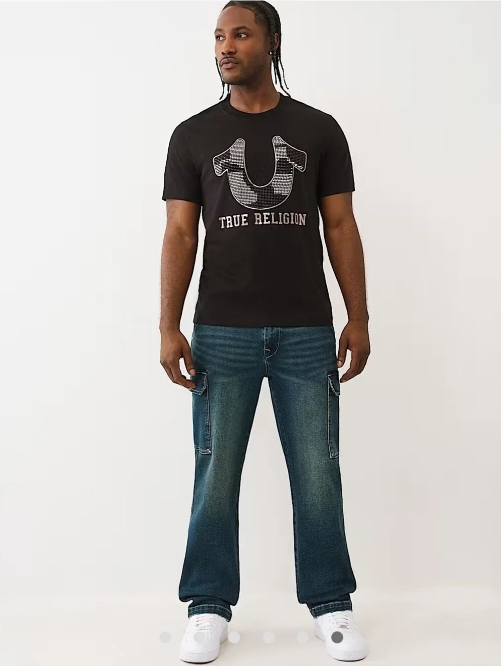 NWT True Religion Men's Medium Amber Cargo Relaxed Jeans US 36